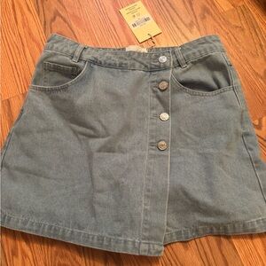 Denim Button-Front Skort